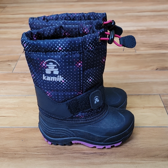 Kamik Size 9 Toddler Black & Pink Winter Waterproof Rugged Boots EUC - Picture 1 of 10